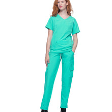 Load image into Gallery viewer, V- House: Caribbean Blue (teal) scrub Pants
